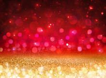 Bokeh Background - Glittering Effect With Golden And Red Lights
