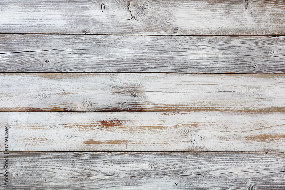 Reclaimed weathered white painted wooden boards - obrazy, fototapety, plakaty 