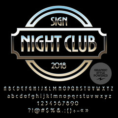 Aufkleber - Vector Silver Logo Template for Night Club. Luxury set of Letters, Numbers, Symbols. Graphic Style Font