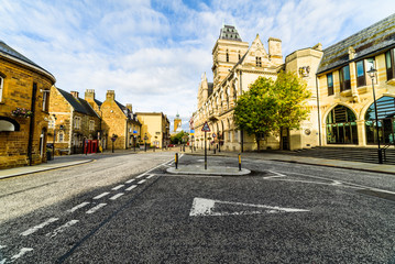 Gothic architecture of Northampton Guildhall building, England.