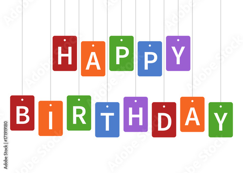 Happy Birthday Celebration With Colorful Tags Greeting Card