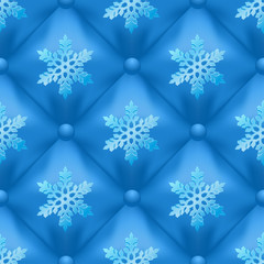 Wall Mural - Luxury Blue Quilted Snowflake Christmas Seamless Pattern