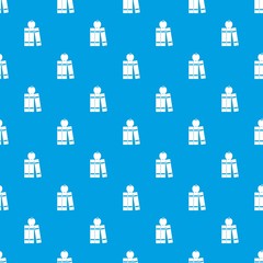 Poster - Stack of books and apple pattern seamless blue
