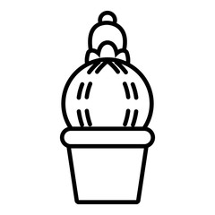 Poster - Plump cactus icon, outline line style