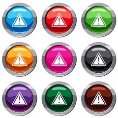 Poster - Warning attention sign with exclamation mark set 9 collection