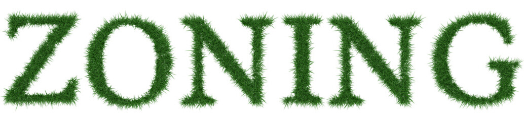 Fototapete - Zoning - 3D rendering fresh Grass letters isolated on whhite background.
