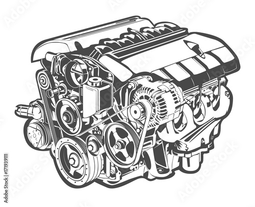 Fotomural vector high detailed illustration of abstract engine