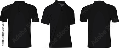 Download Black men polo t shirt. vector illustration. front, side ...