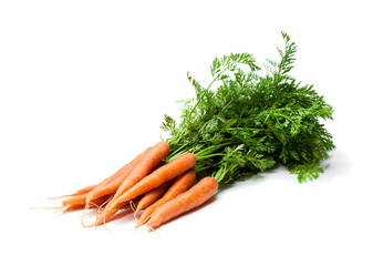 Bunch  of new carrots isolated on white