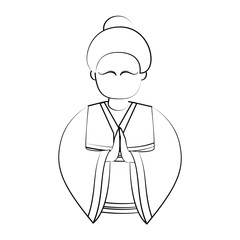 Sticker - geisha japan related icon image vector illustration design