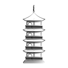 Sticker - pagoda building japan related icon image vector illustration design