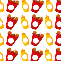 fast food bucket chicken and mustard seamless pattern design vector illustration