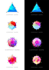 Set of Geometric Shapes Unusual and Abstract. Vector Logo. Polygonal Colorful Logotypes.