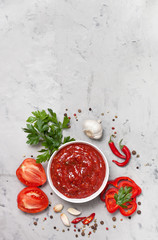 Sticker - tomato sauce in a white bowl