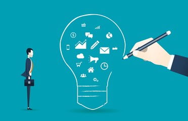 Poster - flat design concept for  creative business thinking and business  assignment idea