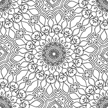 Decorative Seamless Background With Lace Floral Ornament. Vector Illustration. Black, White Color. For Wallpaper, Fabric, Background