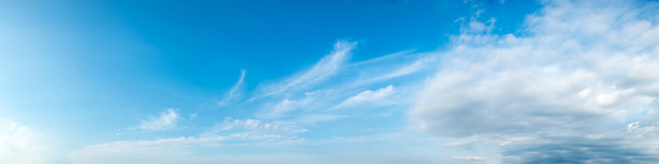 vibrant color panoramic sky with cloud on a sunny day. beautiful cirrus cloud. panorama high resolut