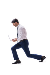 businessman walking standing side view isolated on white backgro