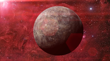 Wall Mural - the planet mercury lit by the sun and the milky way galaxy