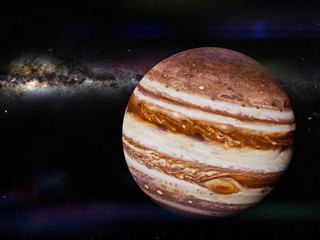 Wall Mural - planet Jupiter and the Milky Way galaxy 