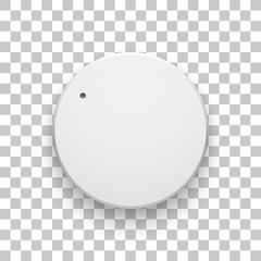 Poster - white technology volume knob, music button with realistic designed shadow, range scale and transpare