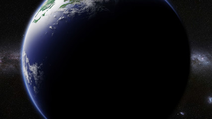 Wall Mural - planet earth at sunrise in front of the beautiful milky way galaxy