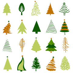 Wall Mural - Christmas tree icon set