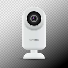 Poster - Realistic computer web camera isolated. Video camera technology digital illustration. Webcam device