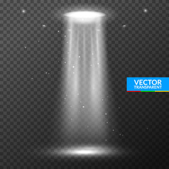 UFO light beam. Alien transport futuristic bright light in dark on transparent. UFO spaceship isolated glow effect design