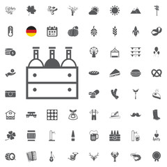 Wall Mural - Octoberfest icon set. German food and beer symbols isolated on white background. Vector illustration.Oktoberfest beer festival flat icons design