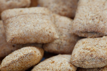 Aufkleber - Many closeup hard bread chucks crackers,  breakfast concept, kitchen background, healthy eating concept