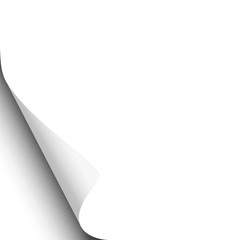 Wall Mural - Vector page curl of left-hand corner of white sheet. Element for ad. Template paper design.