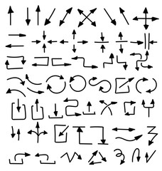 Poster - Hand drawn arrows set isolated on white.