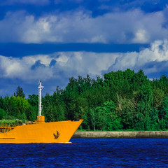 Poster - Yellow tanker ship