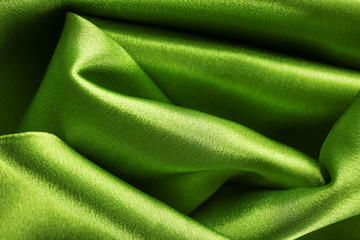 Wall Mural - Green silk texture, close up