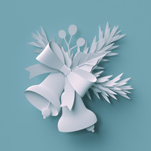 3d Render, Christmas Background, White Paper Cut, Festive Elements, Holiday Decoration, Greeting Card