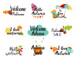 Autumn logos, tags, labels.
