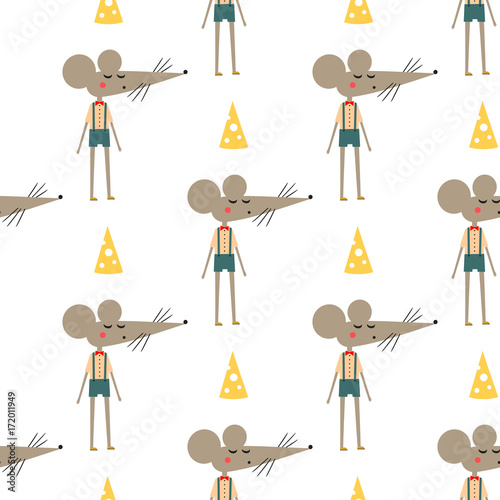 Cute Mouse With Cheese Seamless Pattern On White Background Child Drawing Style Baby Animal Illustration Fashion Design For Textile Wallpaper Fabric Etc Buy This Stock Vector And Explore Similar Vectors At