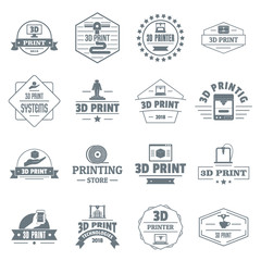 Poster - 3d printing logo icons set, simple style
