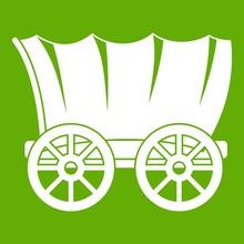 Ancient Western Covered Wagon Icon Green