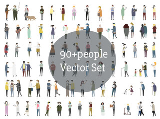 Wall Mural - Vector set of illustrated people