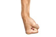© indysystem - Man clenched fist to punch isolated on white background. Hand gesture. Clipping path.