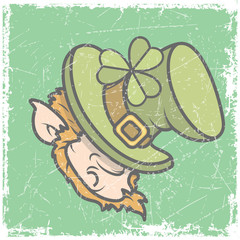 Wall Mural - Sleeping Cartoon Leprechaun Face Expression