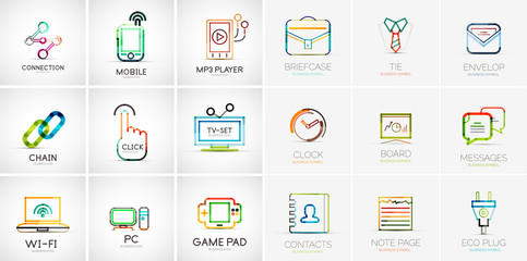 Wall Mural - Linear web icons