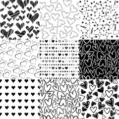 Wall Mural - Black and white patterns for Valentines day