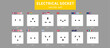 Power Electric Sockets - flat vector set 
