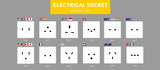 Fototapeta  - Power Electric Sockets - flat vector set 