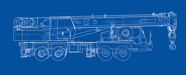 Poster - mobile crane. vector