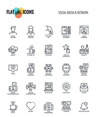 Wall Mural - flat line icons design-social media and network
