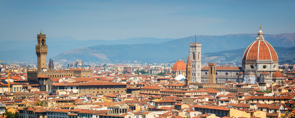 Wall Mural - Panoramic view of Florence with the Basilica Santa Maria del Fiore (Duomo), Tuscany, Italy